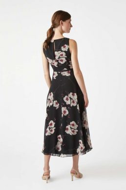 Hobbs Carly Floral Print Dress Black Pink Multi