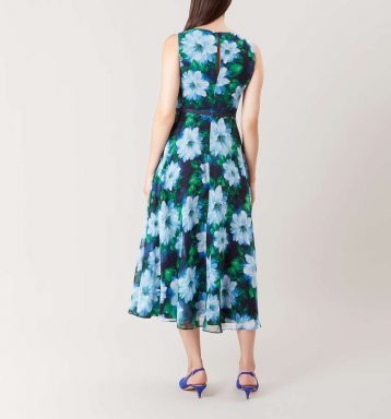 Hobbs Carly Floral Print Dress, Blue/Green - Image 2