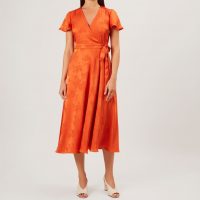 Hobbs Eleanor Wrap Sleeve Dress Orange myonewedding