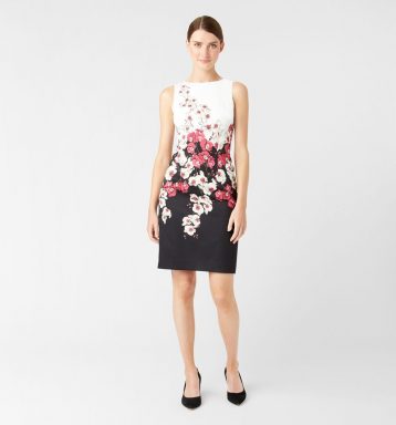 Hobbs Moira Floral Shift Dress Black White