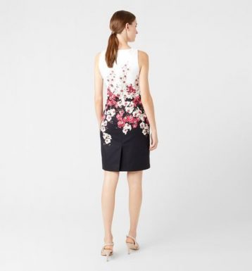 Hobbs Moira Floral Shift Dress Black White