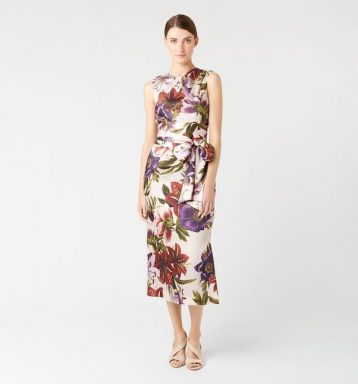 Hobbs Thao Floral Midi Dress White Multi