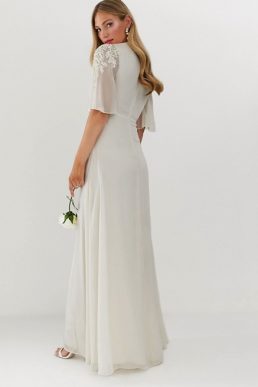 Hope & Ivy bridal kimono sleeve maxi dress White