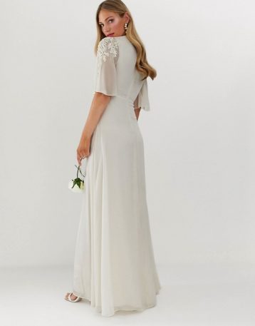 Hope & Ivy bridal kimono sleeve maxi dress White