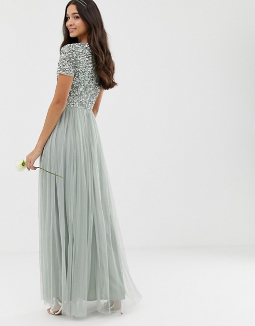 Maya Bridesmaid v neck maxi tulle ...