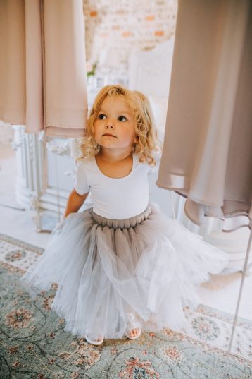 Silver grey flower girls bridesmaid tulle tutu skirt