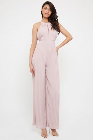 TFNC Prague New Mink Halter Jumpsuit Pale Pink