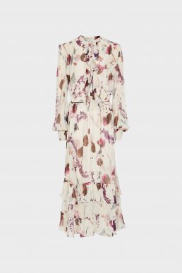 Reiss Aster Floral Printed Midi Dress Cream Multi