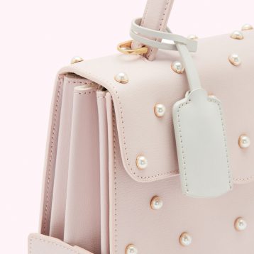 Lulu Guinness Blush Pearl Leather Queenie Handbag, Pink - Image 2
