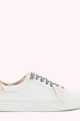 Chalk And Gold Leather Natasha Trainers, White