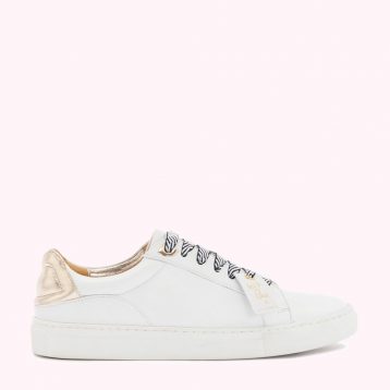 Chalk And Gold Leather Natasha Trainers, White