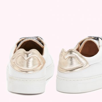 Chalk And Gold Leather Natasha Trainers, White - Image 2