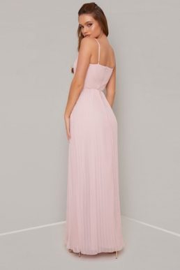 Chi Chi Bernie Pleated Maxi Dress Pale Pink Blush