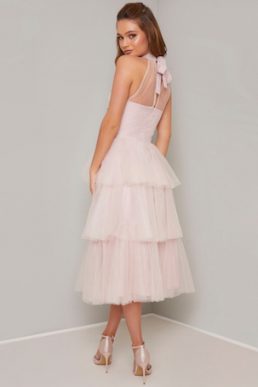 Chi Chi Ionela Tulle Layered Dress Pink Pale Blush