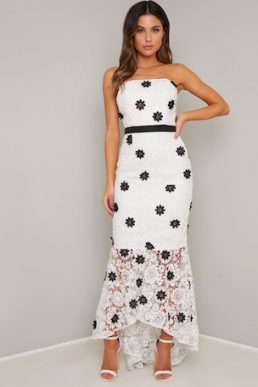 Chi Chi Lavender Floral Lace Dress Black White