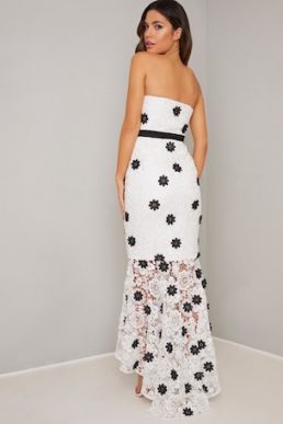 Chi Chi Lavender Floral Lace Dress Black White