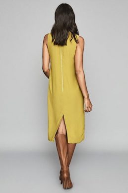 Reiss Hilda Halterneck Dress Lime Green Yellow
