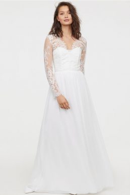 H&M CONSCIOUS Lace bridal sleeve wedding dress Ivory