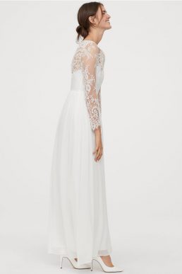 H&M CONSCIOUS Lace sleeve wedding dress Ivory