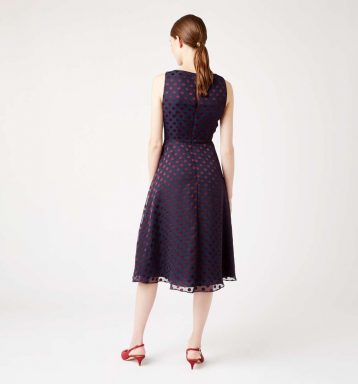 Hobbs Adeline Spot Dress, Navy/Burgundy - Image 2
