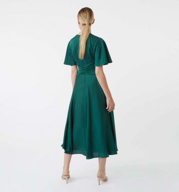 Hobbs Leia Sleeve Midi Dress Emerald Green