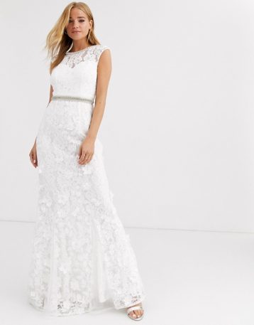 Lipsy lace with embellished maxi bridal dress, Ivory - Image 3
