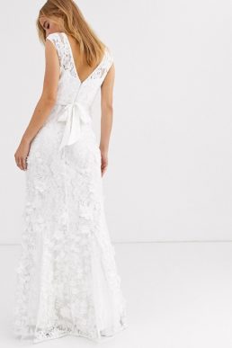 Lipsy lace with embellished maxi bridal dress Ivory