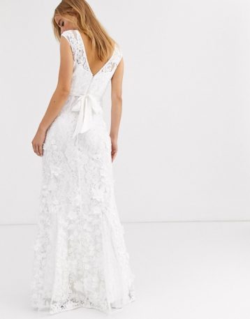 Lipsy lace with embellished maxi bridal dress Ivory