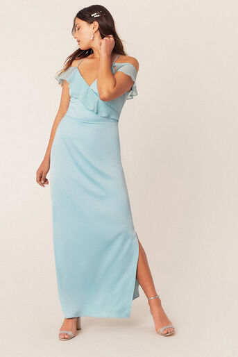 Oasis ruffle maxi dress pale grey hotsell