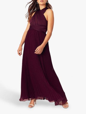 Oasis Wear Your Own Way Pleated Multiway Bridesmaid Maxi Burgundy