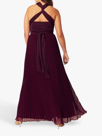 Oasis Wear Your Own Way Pleated Multiway Bridesmaid Maxi, Burgundy - Image 2