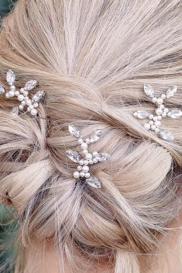 Set Of Three Diamante And Pearl Bridal Pins