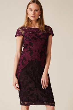 Phase Eight Aida Tapework Shift Dress Port Purple