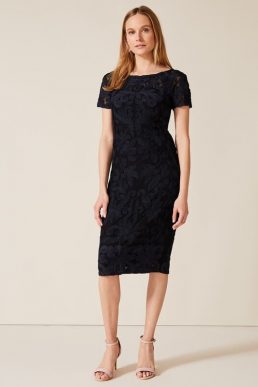 Phase Eight Anette Tapework Shift Dress Navy Blue