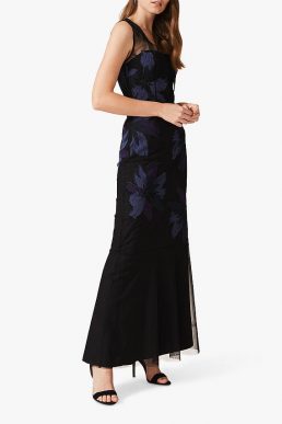 Phase Eight Barbara Applique Floral Dress Black Navy