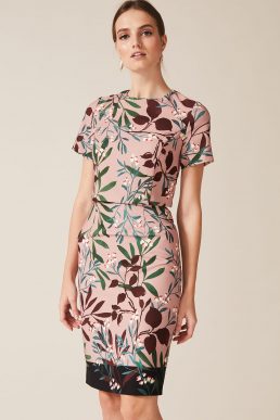 Phase Eight Joan Double Layer Floral Printed Dress Pink Multi