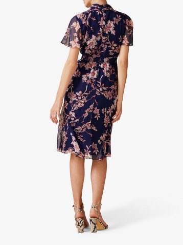Phase Eight Maya Printed Georgette Dress, Navy/Multi/Pink - Image 2