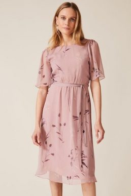 Phase Eight Norah Print Georgette Dress Pale Pink Blush