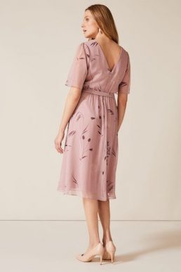 Phase Eight Norah Print Georgette Dress Pale Pink Blush