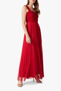 Phase Eight Tori Pleated Dress Lipstick Red