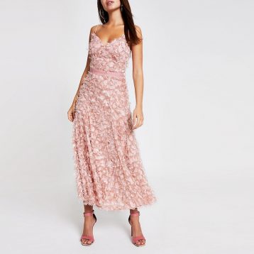 River Island Forever Unique light pink textured maxi dress Blush Pink