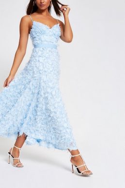 River Island Forever Unique light pink textured maxi dress Pale Blue