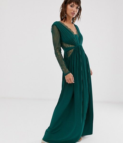 forest green long sleeve maxi dress