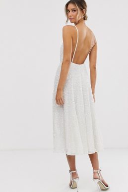 ASOS EDITION embellished cami midi wedding dress Ivory