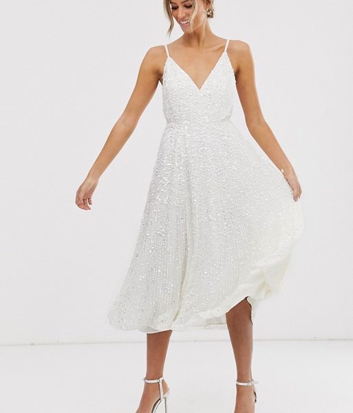 a line midi wedding dress