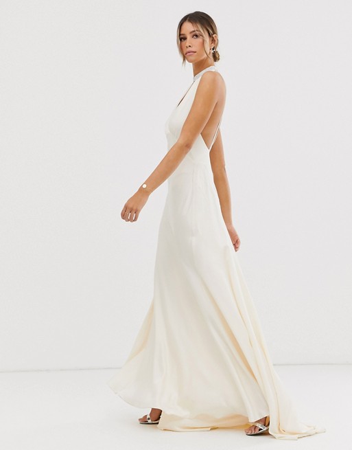 Asos edition satin panelled wedding dress sales with fishtail
