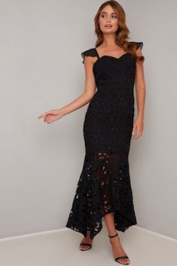 Chi Chi Darlia Crochet Mermaid Dress Black