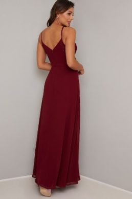 Chi Chi Francis Embroidered Maxi Dress Burgundy
