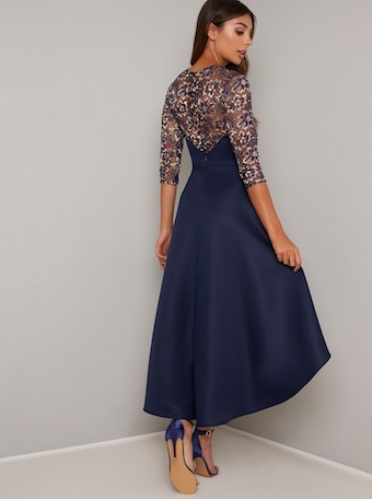 High low deals gown with sleeves