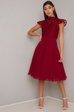 Chi Chi Lissa Lace Dress Burgundy